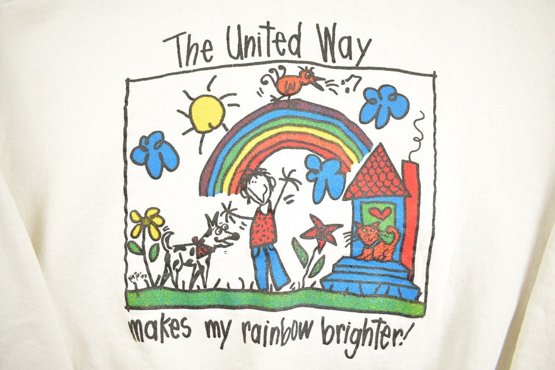 Vintage 1990s The United Way Of Stratford-Perth Fruit Of The Loom Graphic Crewneck Sweatshirt