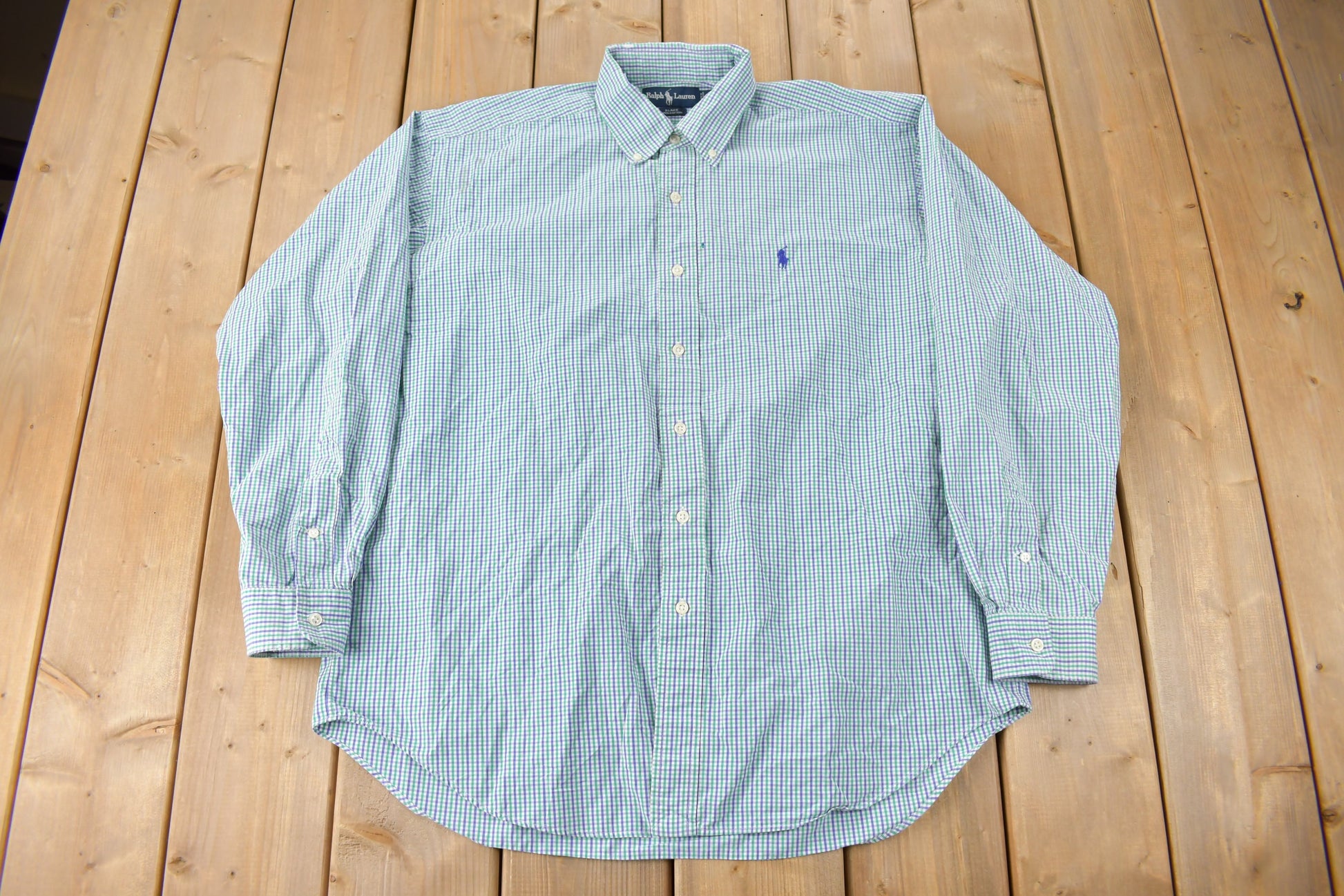 Vintage 1990s Ralph Lauren Blake Small Pony Plaid Button Up Shirt Size L