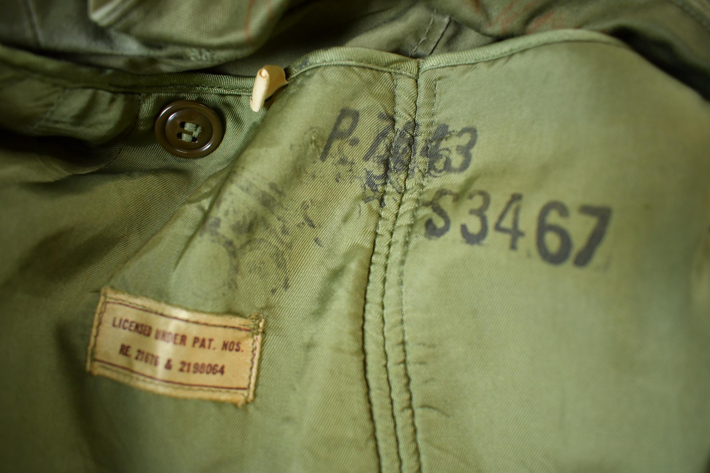Vintage 1950S Military OG 107 Trench Coat with Liner