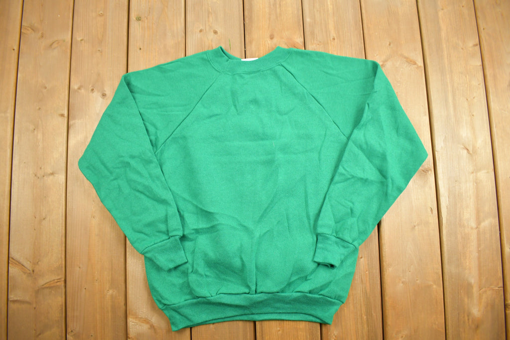 Vintage 1990s Hanes HerWay Blank Green Crewneck Sweatshirt