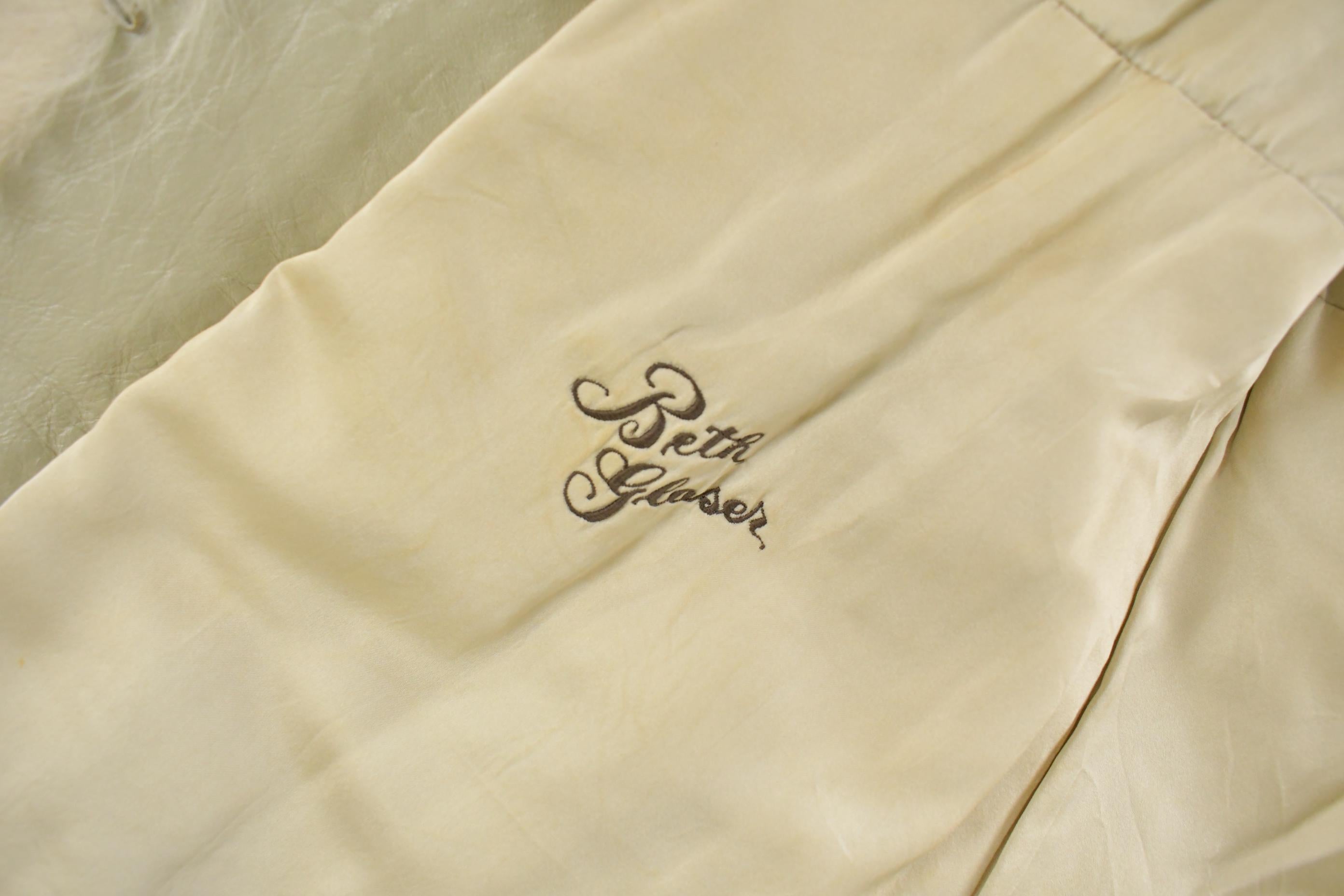 Vintage 1970s Beth Glaser Embroidered Full Length White Fox Fur Coat Women's Large /