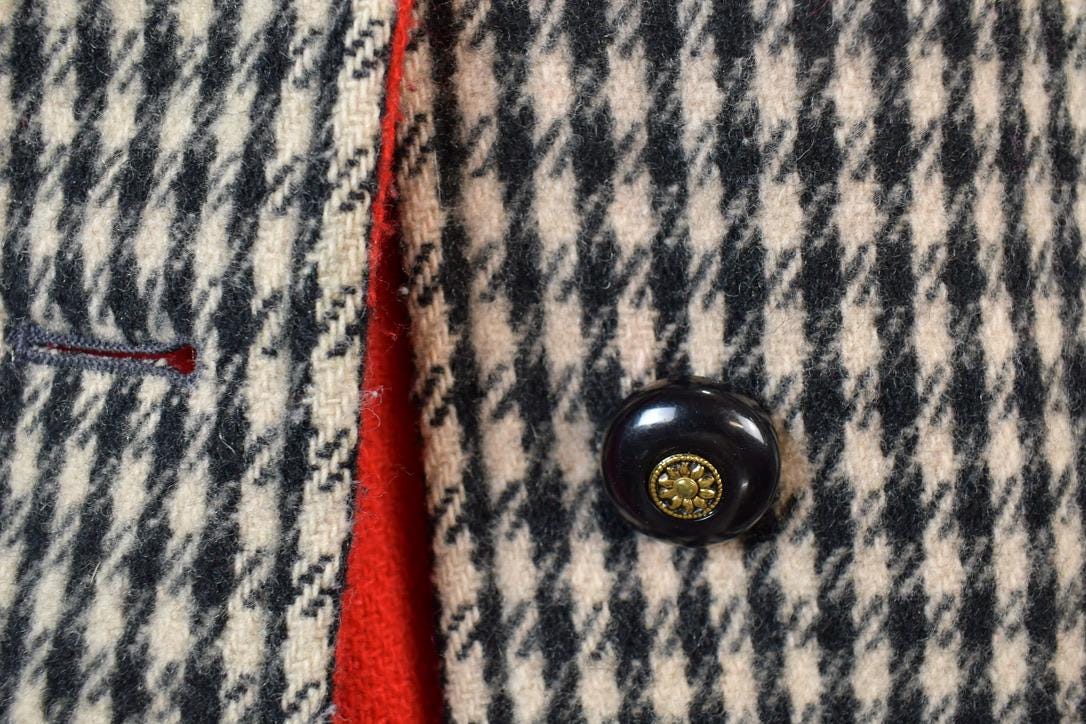 Vintage 1980s M Liman Penguin Fashions Houndstooth Wool Button Up Jacket
