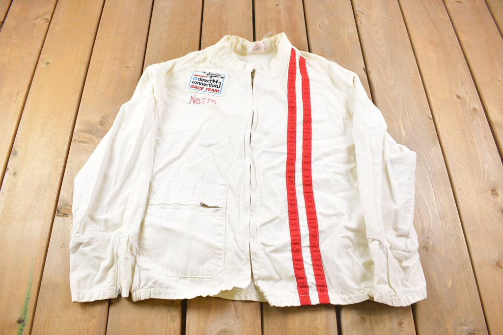 Vintage 1980s Member Direct Connection Race Team Full Zip Jacket  Streetwear  Light Jacket  Embroidered  Outerwear  Motorsports