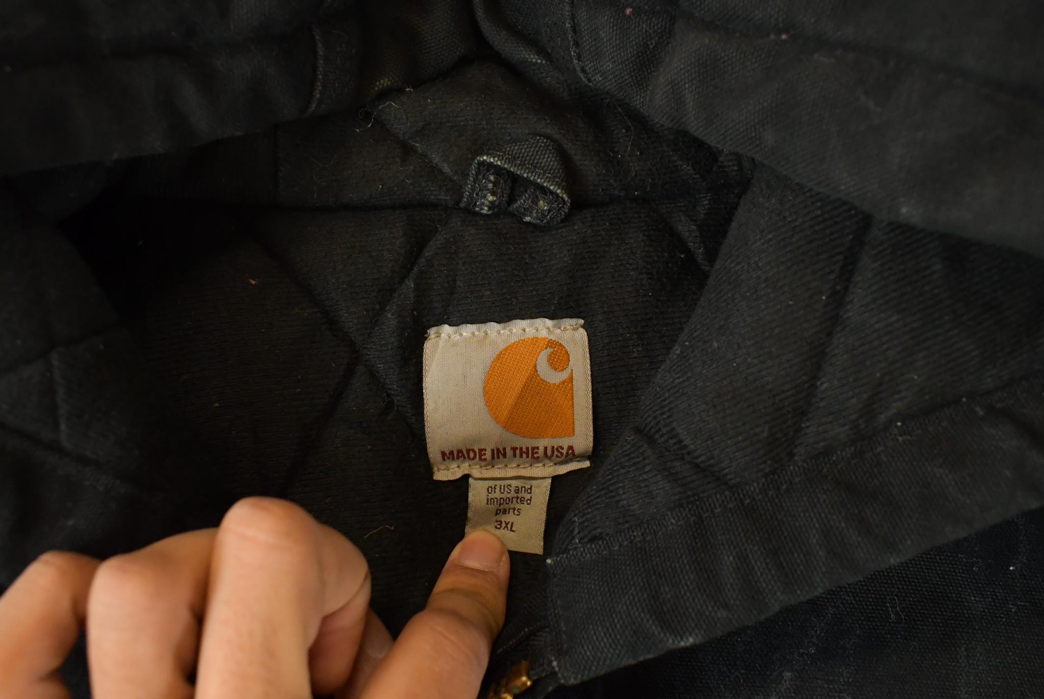 Vintage 1990s Carhartt Distressed Canvas Hooded Jacket Men's 3XL