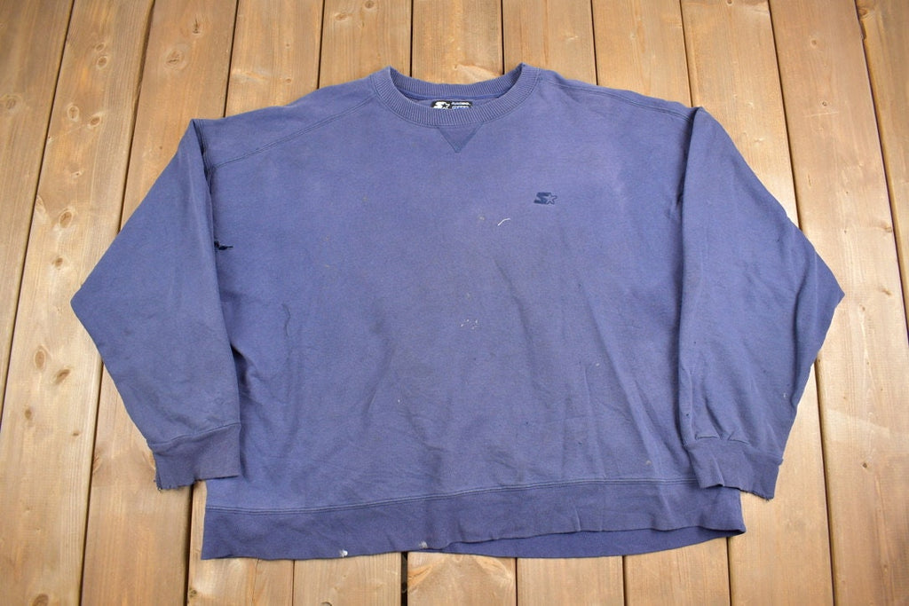 Vintage 1990s Blank Navy Blue Starter Crewneck Sweatshirt
