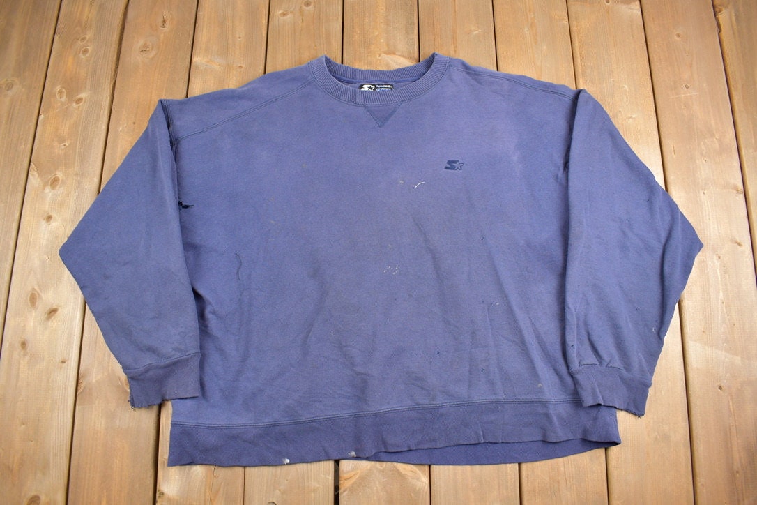 Vintage 1990s Blank Navy Blue Starter Crewneck Sweatshirt