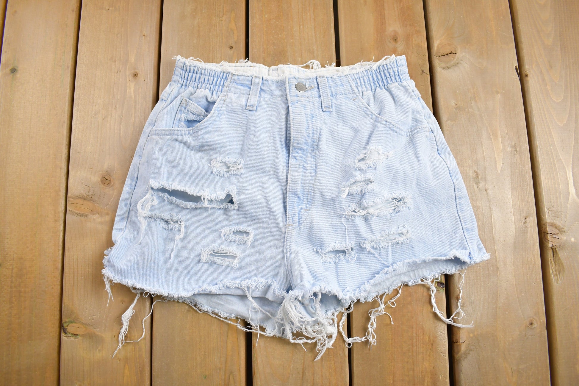 Vintage 1980s Lee Distressed Cut Off Denim Shorts 27 x 1