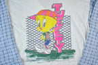 Vintage 1990s Tweety Bird On Cool Ground Baseball Button Up Jersey Graphic T-Shirt