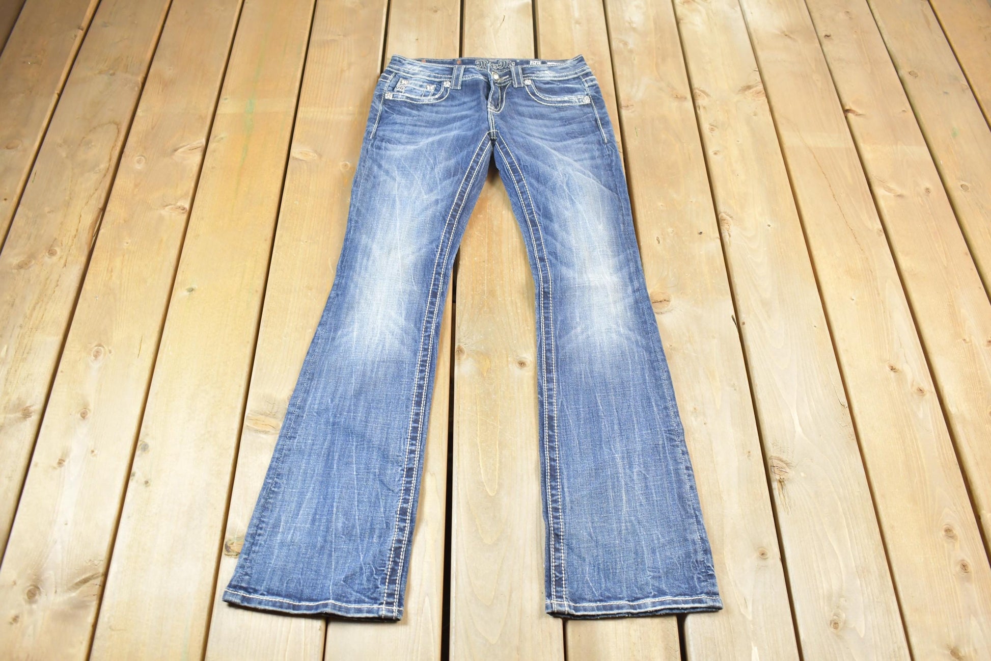 Vintage Y2K Miss Me Bedazzled Low Rise Jeans Size 26x33