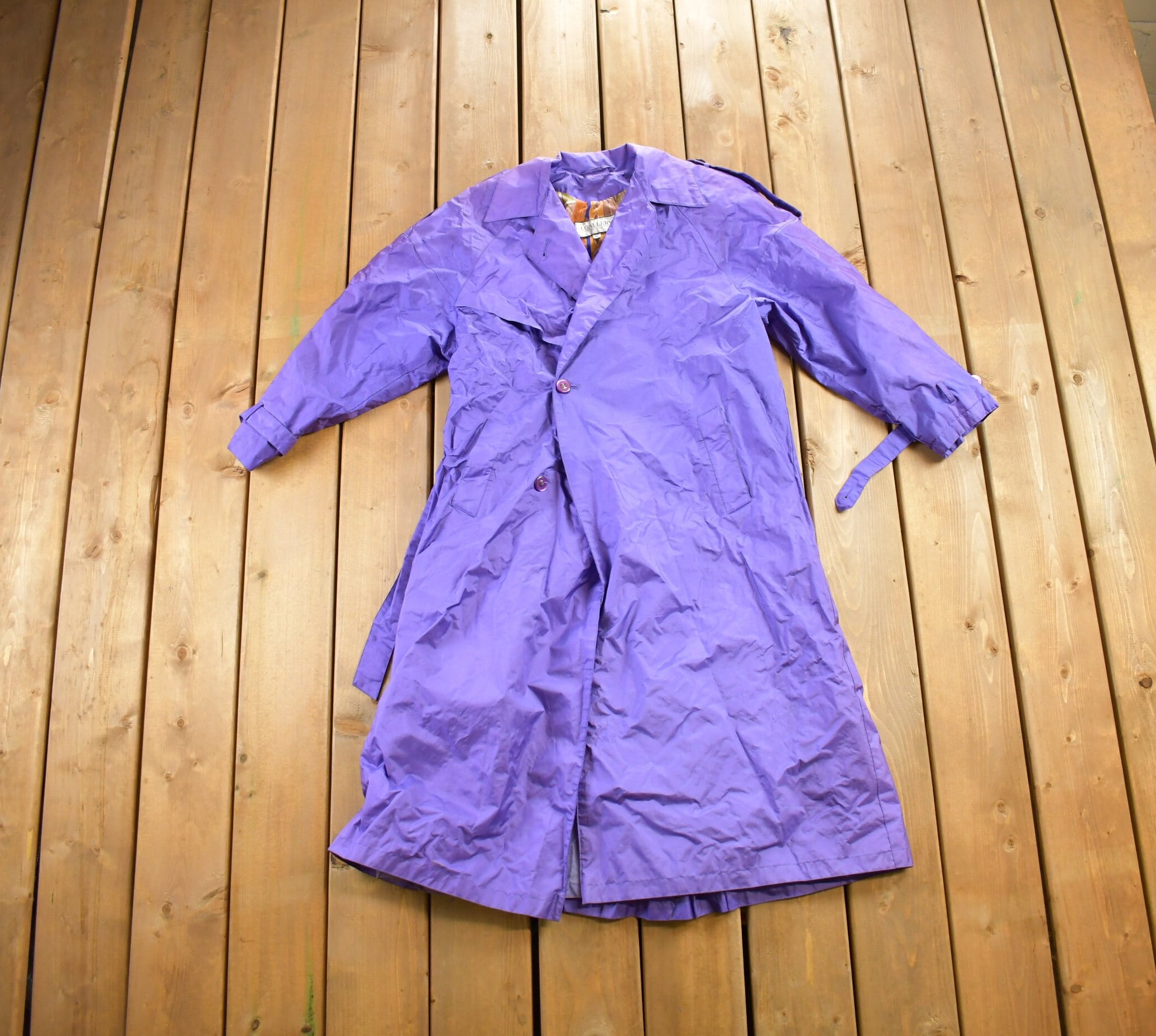 Vintage 1990s J Gallery Purple Trench Coat