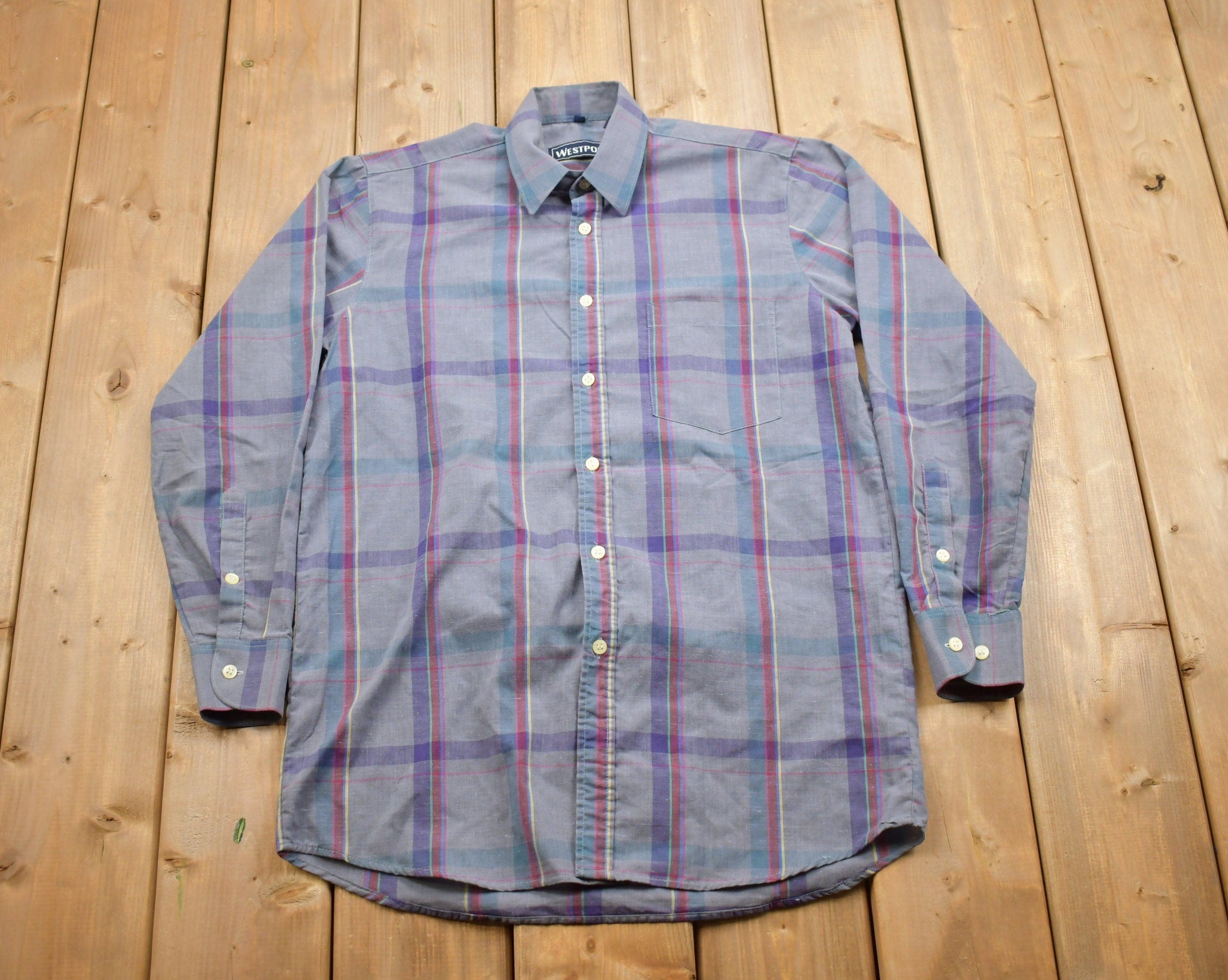 Vintage 1990s Westport Plaid Check Button Up Shirt