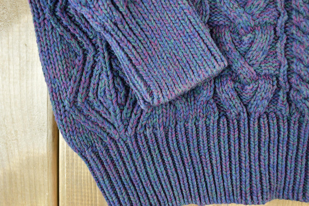 Vintage 1990s Eddie Bauer Cable Knit Abstract Pattern Crewneck Sweater Made In Hong Kong  90s Crewneck  Preppy Knits