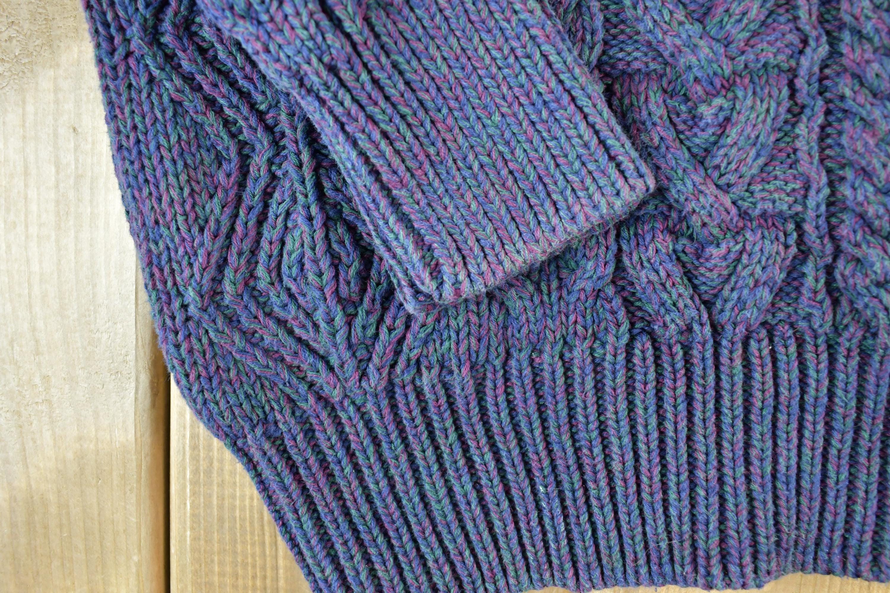 Vintage 1990s Eddie Bauer Cable Knit Abstract Pattern Crewneck Sweater Made In Hong Kong  90s Crewneck  Preppy Knits
