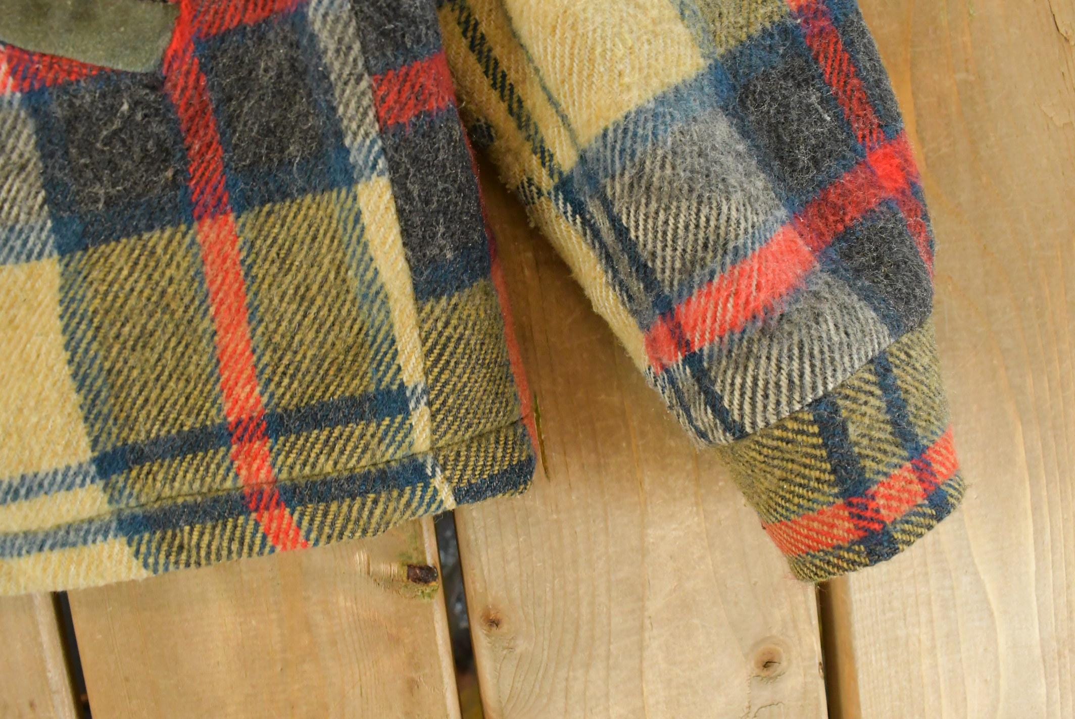 Vintage 1980s Lakewood Sherpa Lined Wool Flannel Shirt Jacket Men's Large