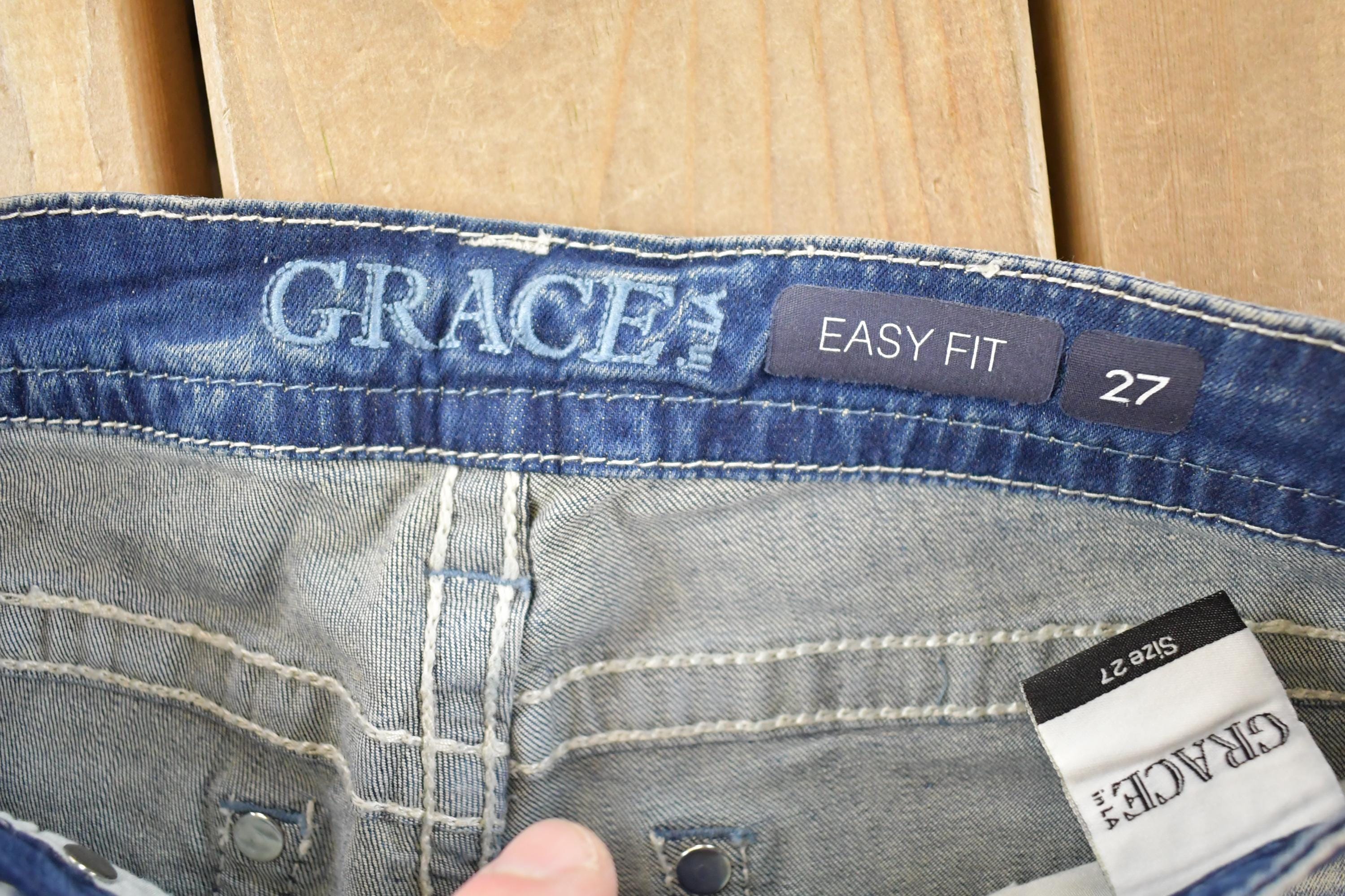Vintage Deadstock Y2K Grace LA Bedazzled Low Rise Jeans Women's Size 27 x 32