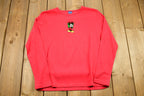 Vintage 1990s Disney Embroidered Crewneck , Long Sleeve , Cartoon Animal Print , Mickey Mouse , Holiday Graphic , Embroidery  BS6
