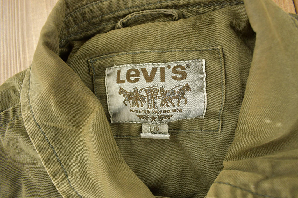 Vintage Y2K Levi's Military Style Green Army Jacket Size Large