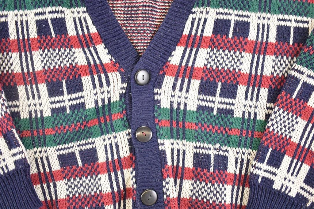 Vintage 1990s Botany 500 Knit Plaid Cardigan Sweater Mens XL /