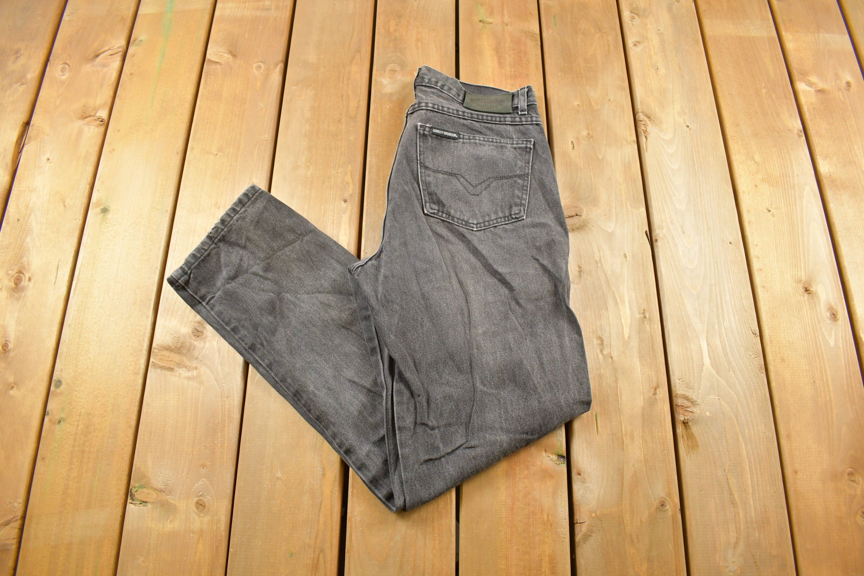 Vintage 1990s Harley Davidson Denim Black Wash Jeans Size 32 x 31