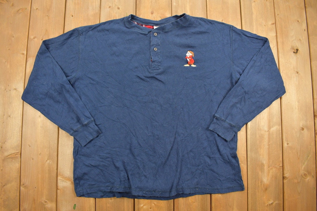 Vintage 1990s Snow White Theme Embroidered Quarter Button Long Sleeve Shirt