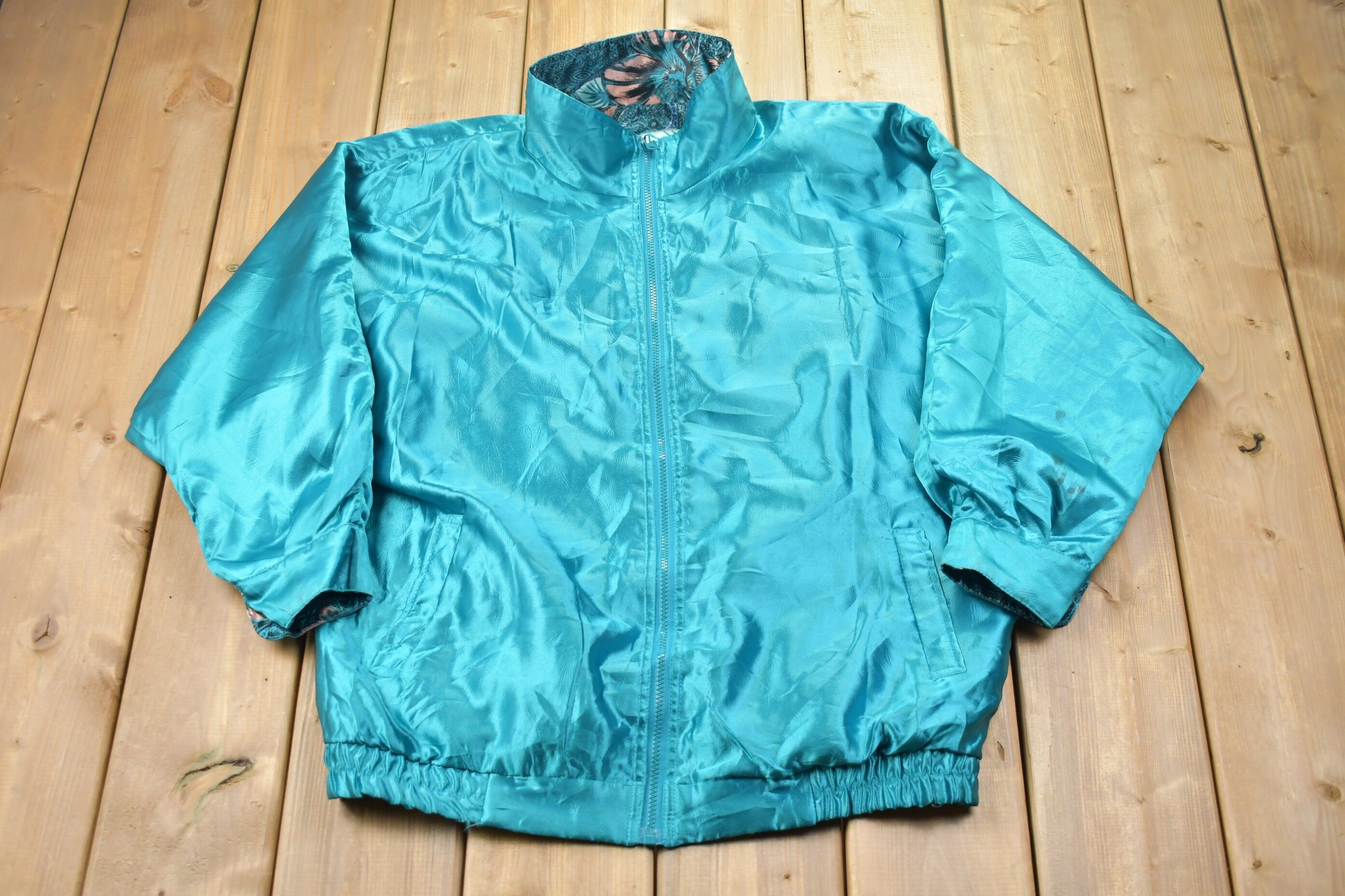 Vintage 1990s Floral All Over Print Reversible Windbreaker Jacket