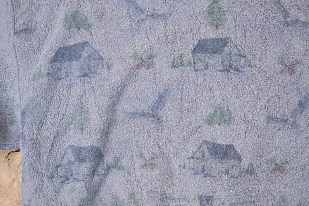 Vintage 1990s Art Unlimited Farmhouse AOP Fleece Outdoorsman Crewneck Sweater Men's L / 90s Winter Sweatshirt / Fleece Hiking Zip up