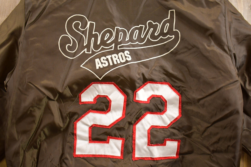 Vintage 1980s Shepard Astros Birdie Satin Bomber Jacket