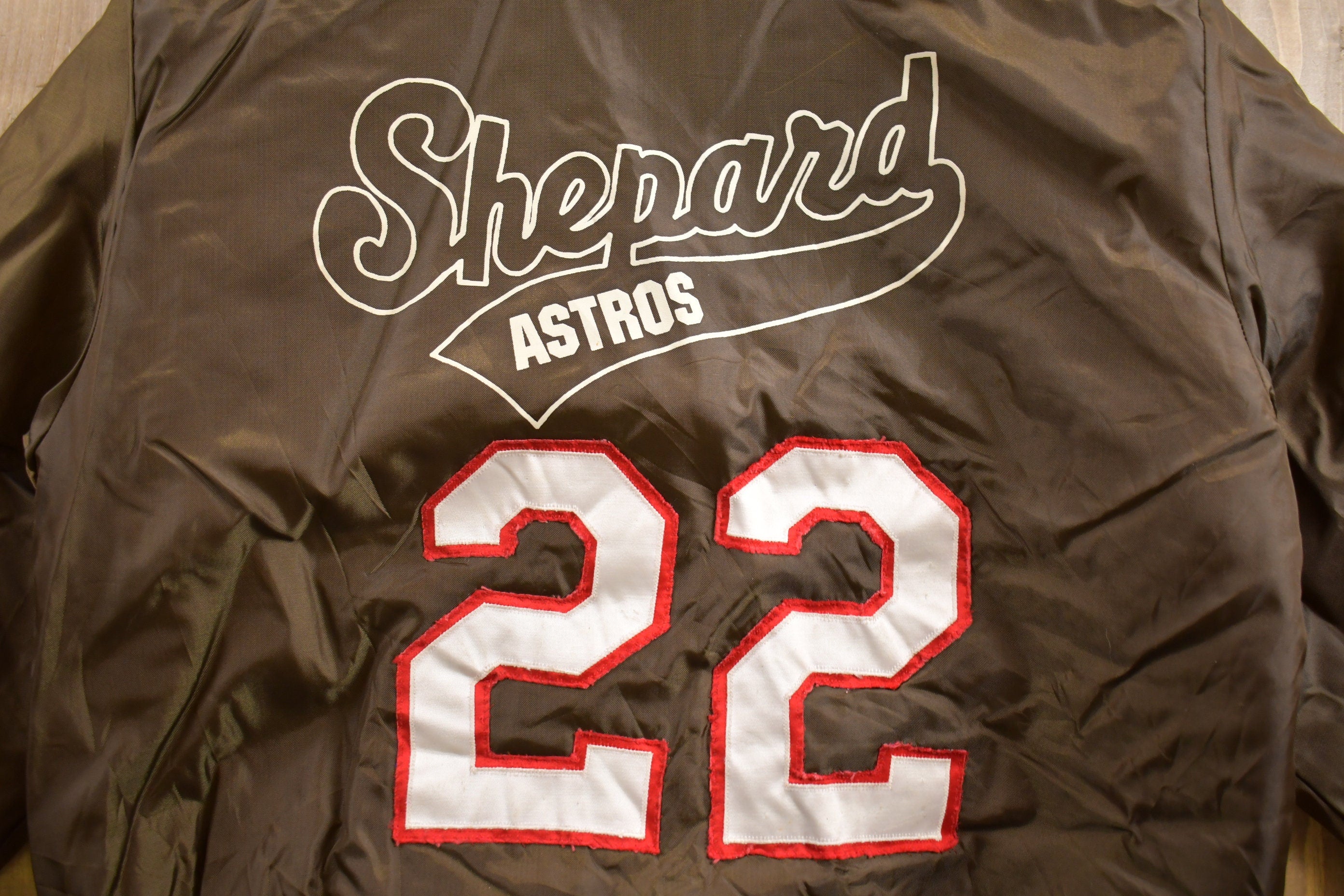 Vintage 1980s Shepard Astros Birdie Satin Bomber Jacket