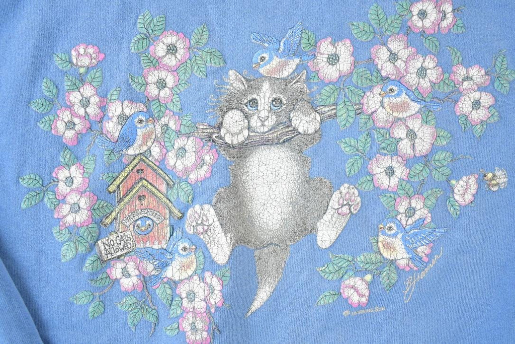 Vintage 1990s Hang Out Kitty Double Collar Morning Sun Souvenir Crewneck Sweatshirt Made In USA