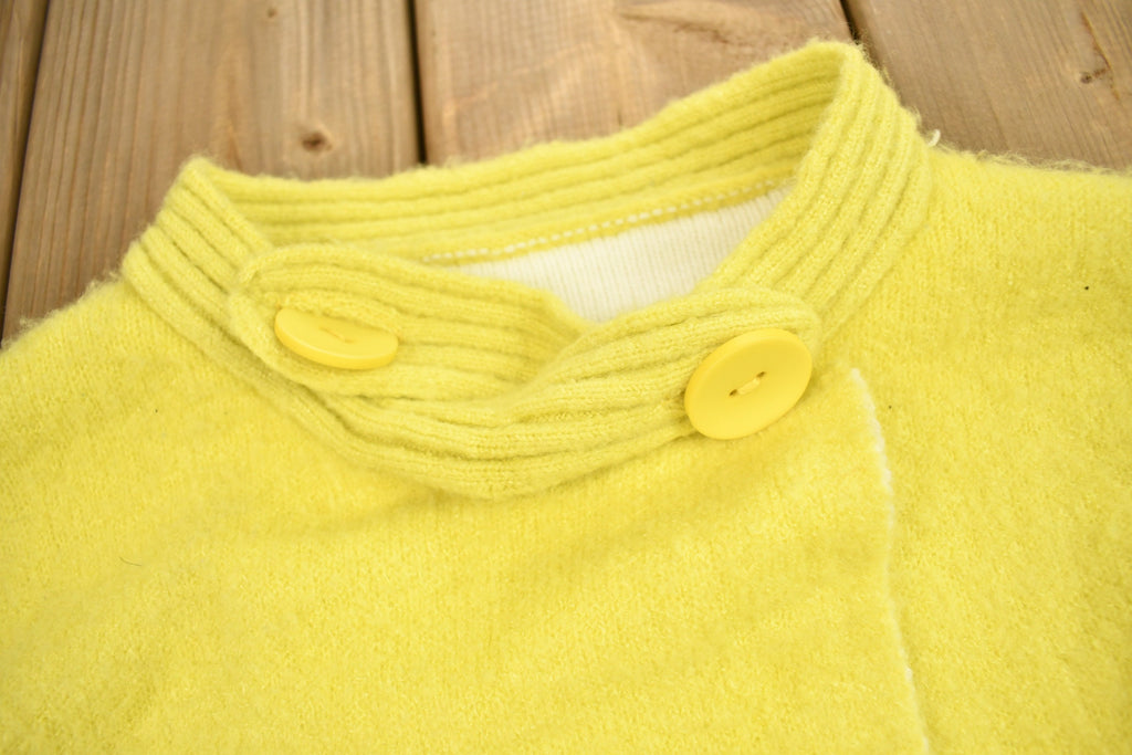 Vintage 1980s Knitted Blank Yellow Long Cardigan Sweater