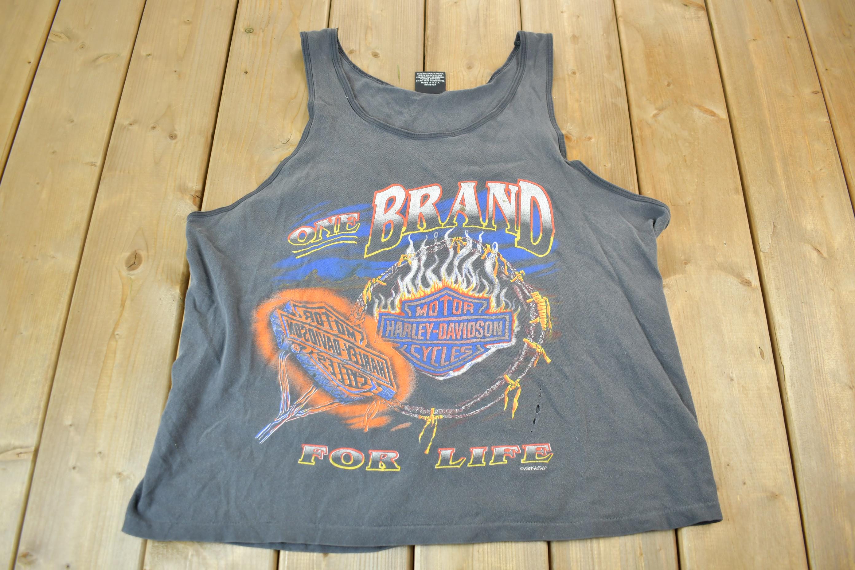 Vintage 1990s Harley Davidson One Brand For Life Tank Top Shirt  Made In USA  Biker Tee  Souvenir T Shirt  XL