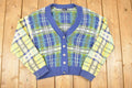 Vintage 1990s Liz Sport Abstract Plaid Knit Cardigan Sweater Women's L