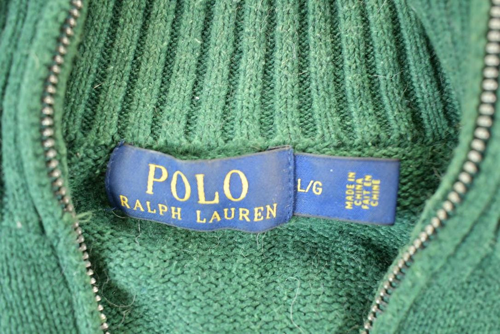 Vintage 1990s Polo Ralph Lauren Knit Crewneck Zip Up Sweater Mens L