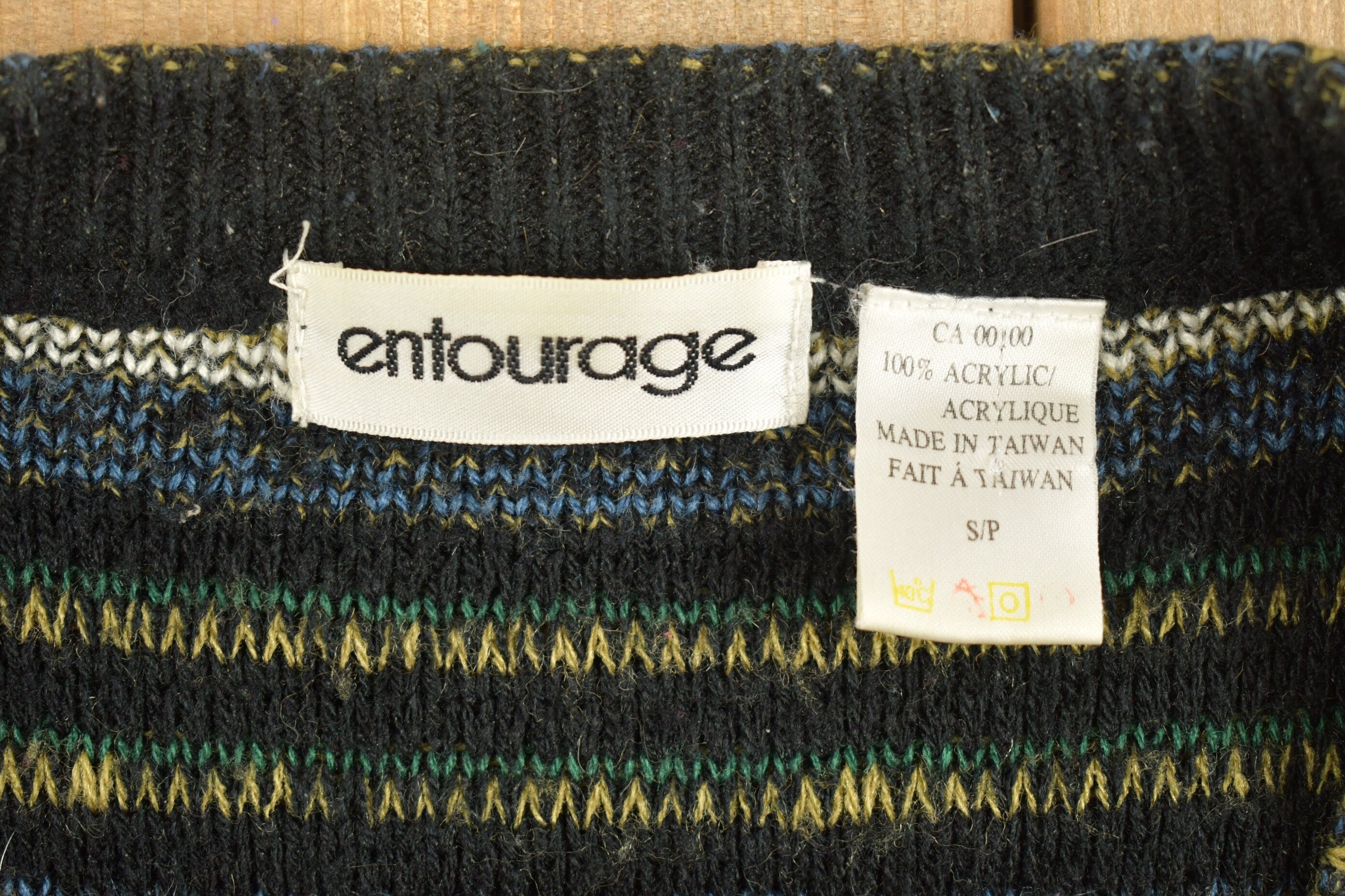 Vintage 1990s Entourage Striped Knitted Cardigan Sweater Button Up