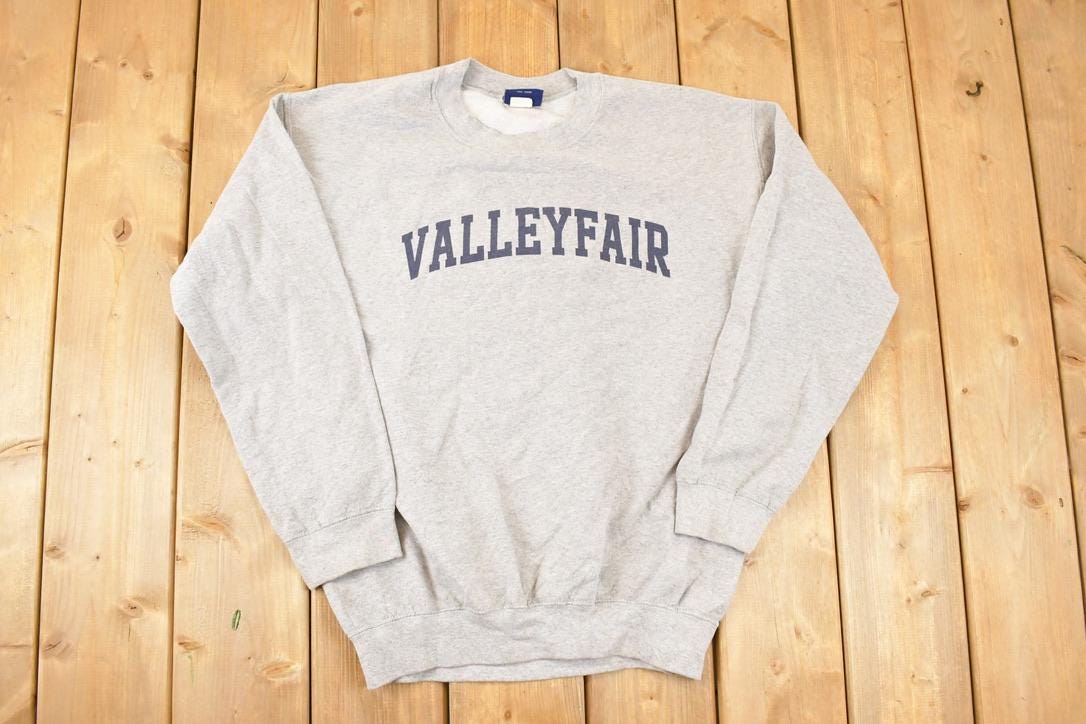 Vintage 1990s MV Sport Valleyfair Graphic Print Collegiate Crewneck Sweatshirt Men's M