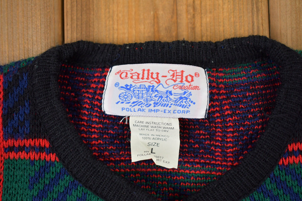 Vintage 1990s Plaid Button Up Knitted Sweater