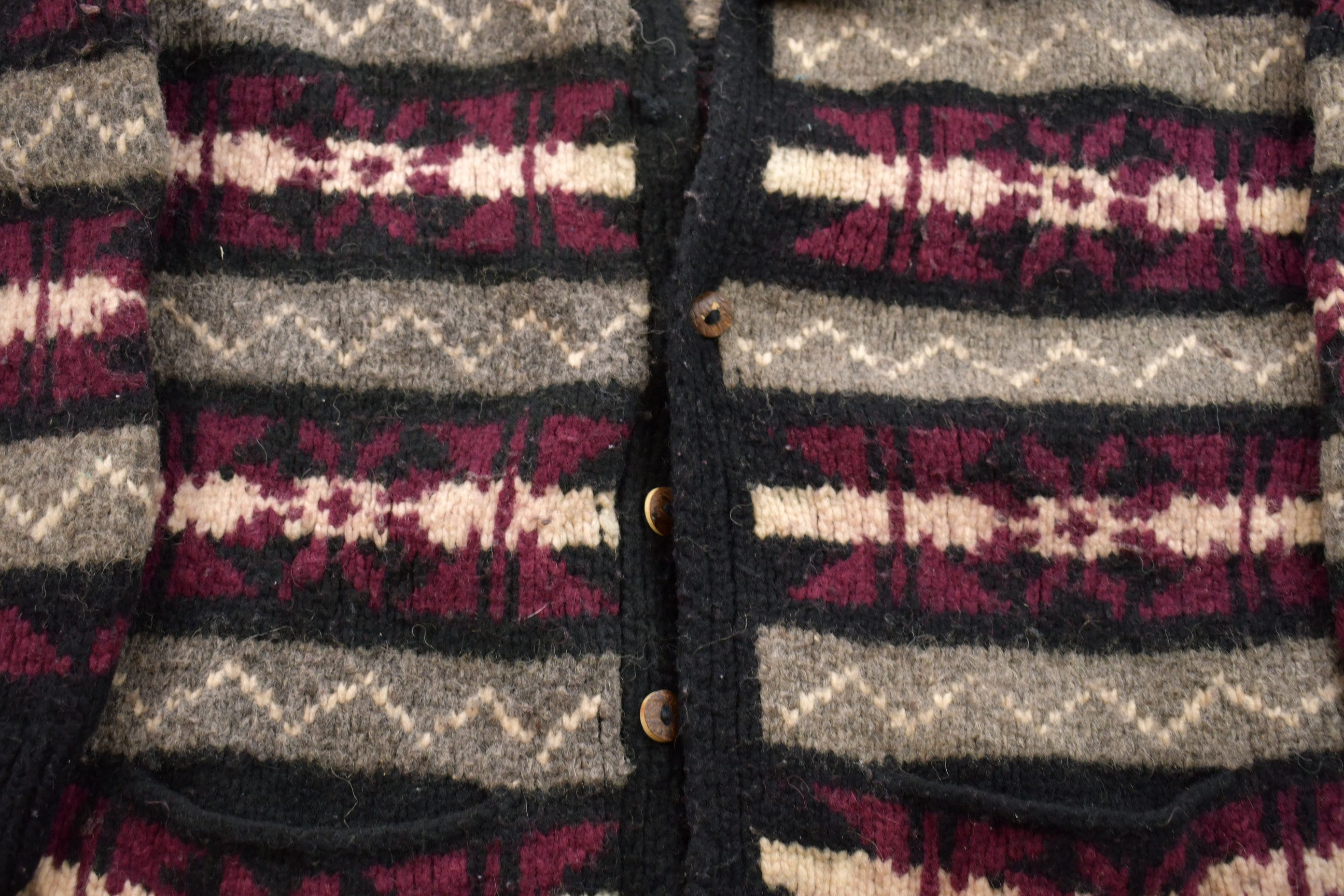 Vintage 1990s Artesania All Over Print Knitted Cardigan Sweater