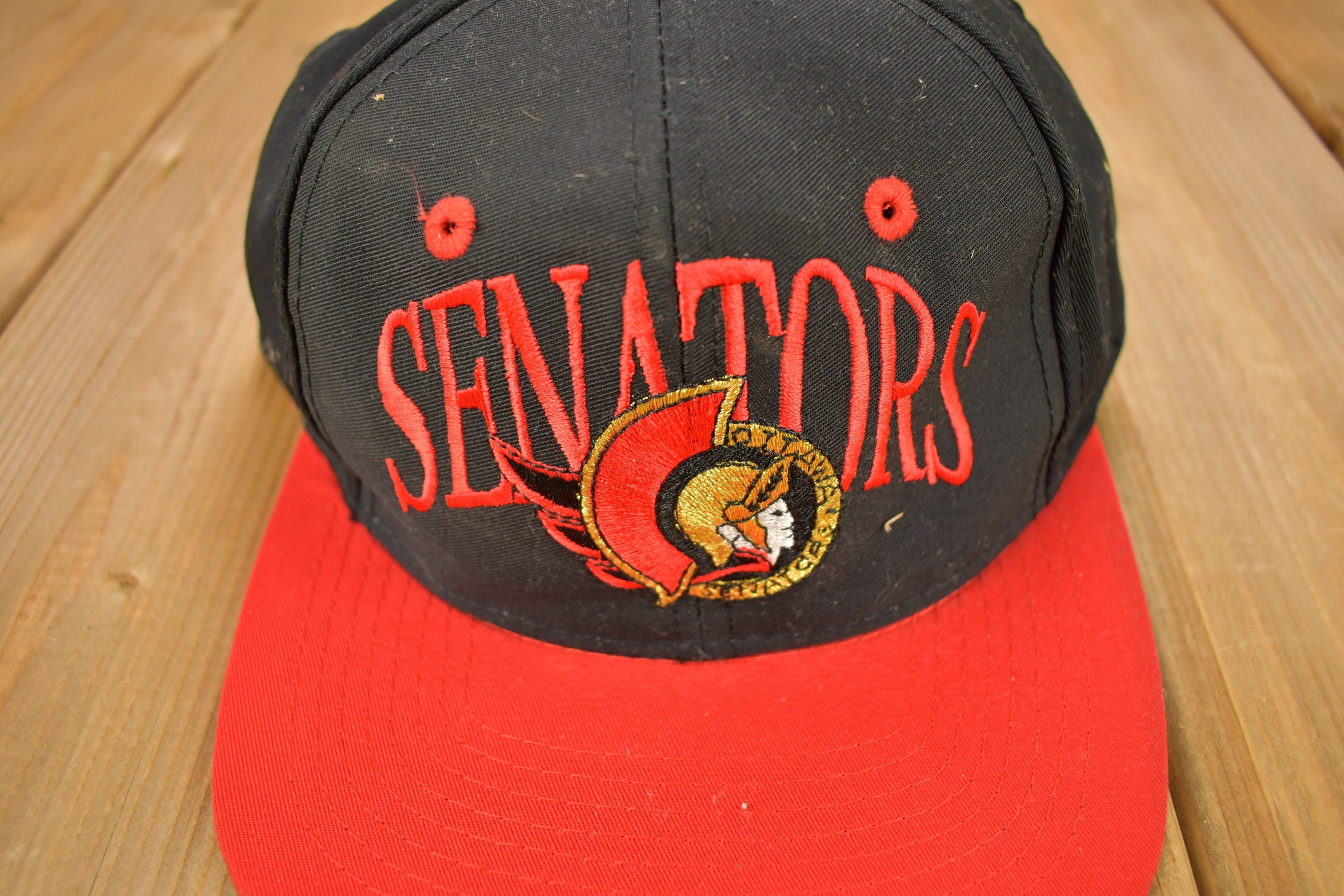 Vintage 1990s Ottawa Senators NHL The Game Strap Back Hat