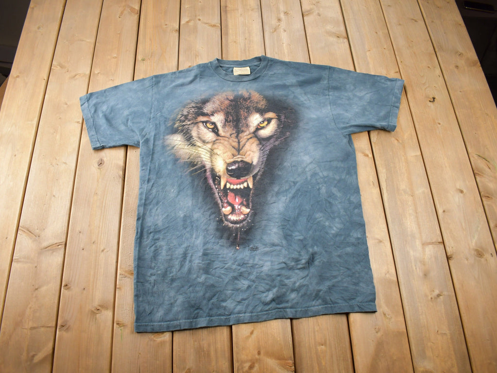 Vintage 1999 Angry Wolf Graphic Tie Dye The Mountains T-Shirt