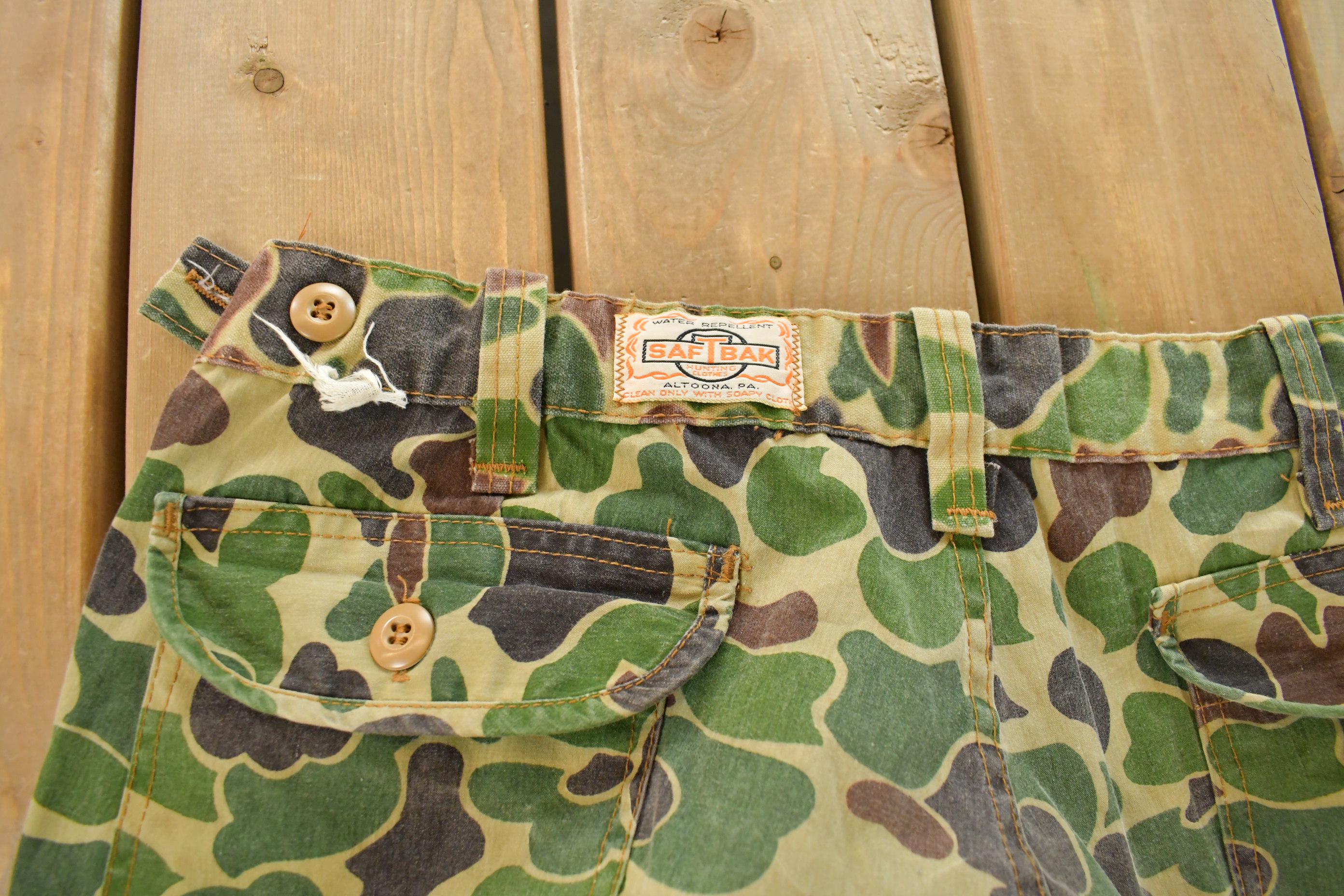 Vintage 1960s Saftbak Duck Camo Hunting Pants Men's 37 x 30 /