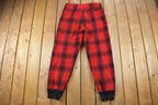 1950s Vintage Red Plaid Wool Trousers 38 x 30