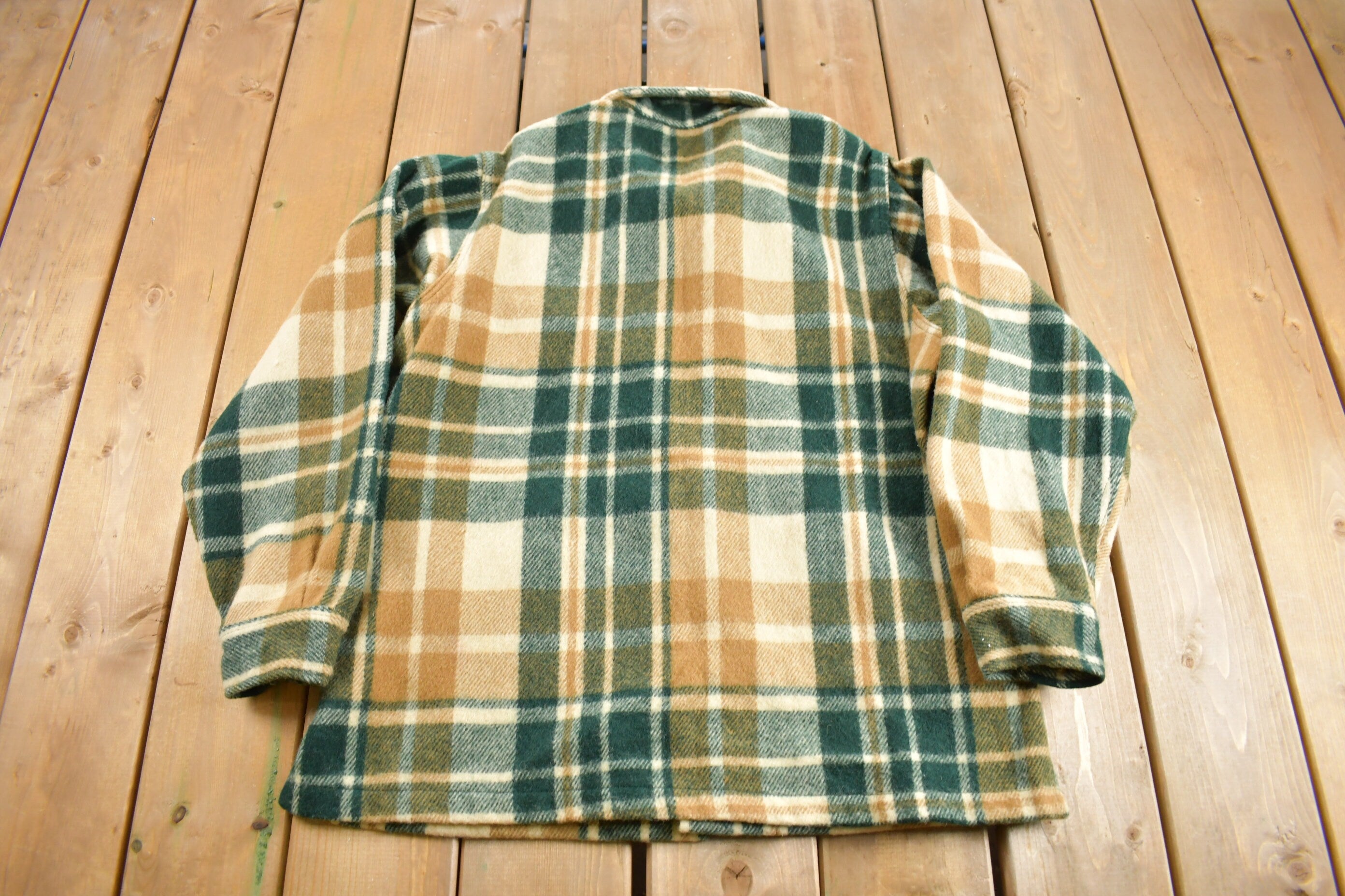 Vintage 1950s LL Bean Plaid Wool Button Up Shacket
