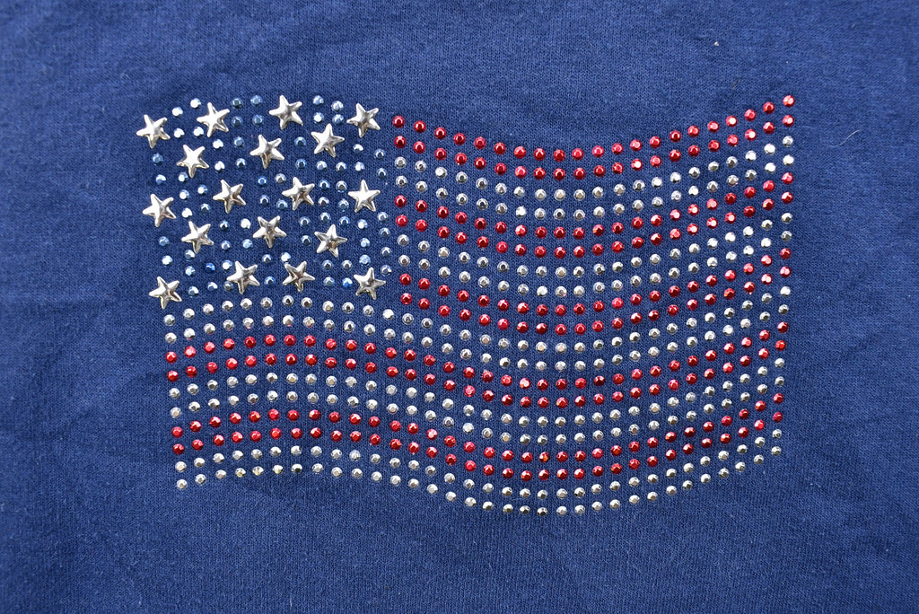 Vintage 1990s Bedazzled American Flag Crewneck Sweatshirt