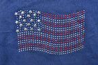 Vintage 1990s Bedazzled American Flag Crewneck Sweatshirt