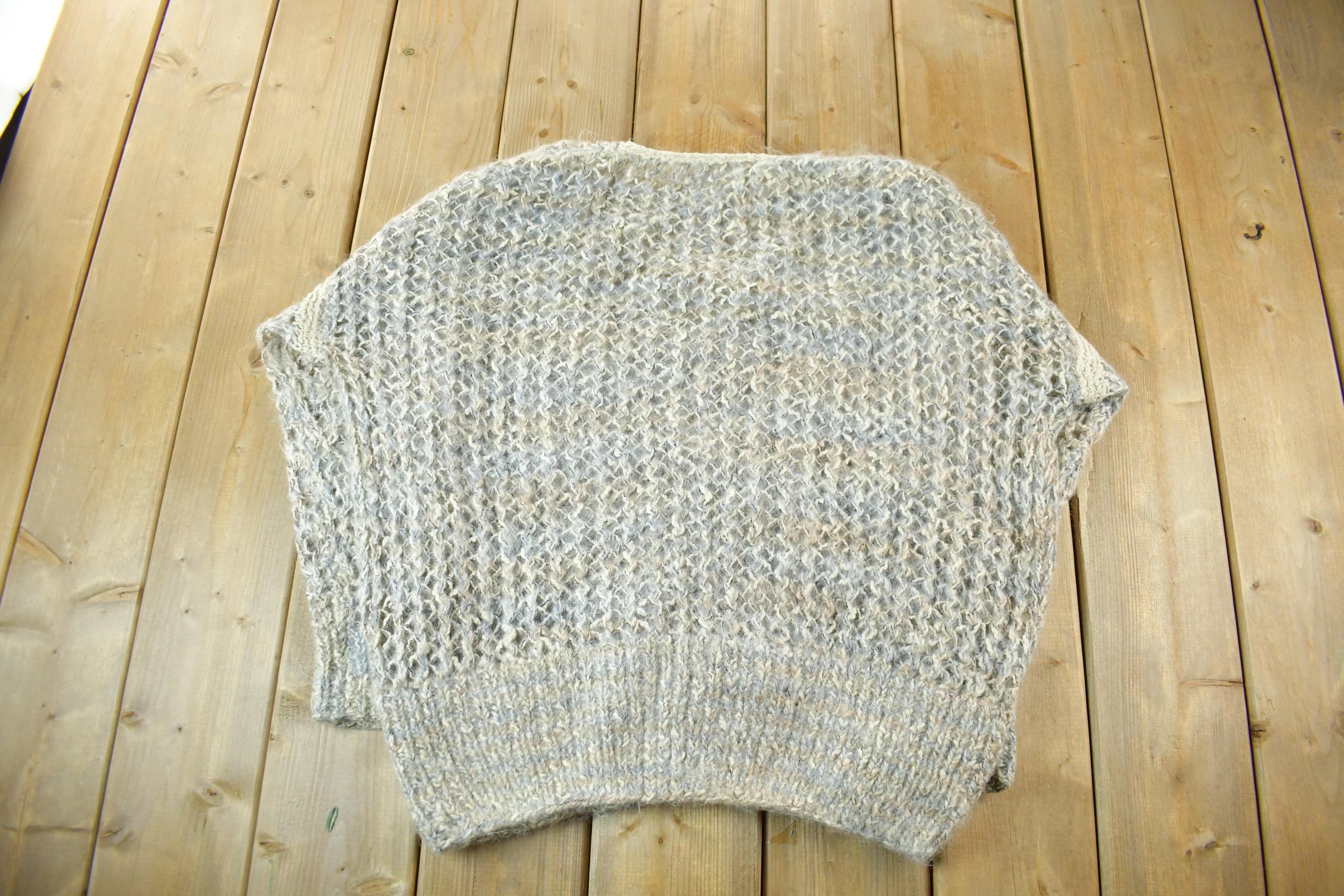 Vintage 1990s Mohair Knit V-Neck Sweater Women's XL-2X