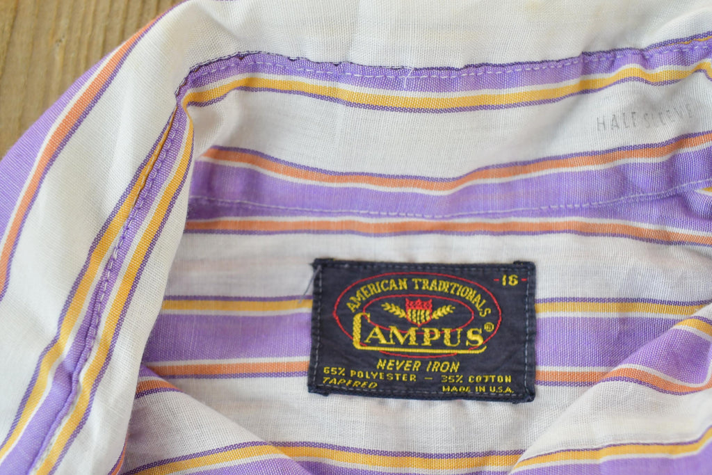 Vintage 1980s Campus Striped Button Up Shirt