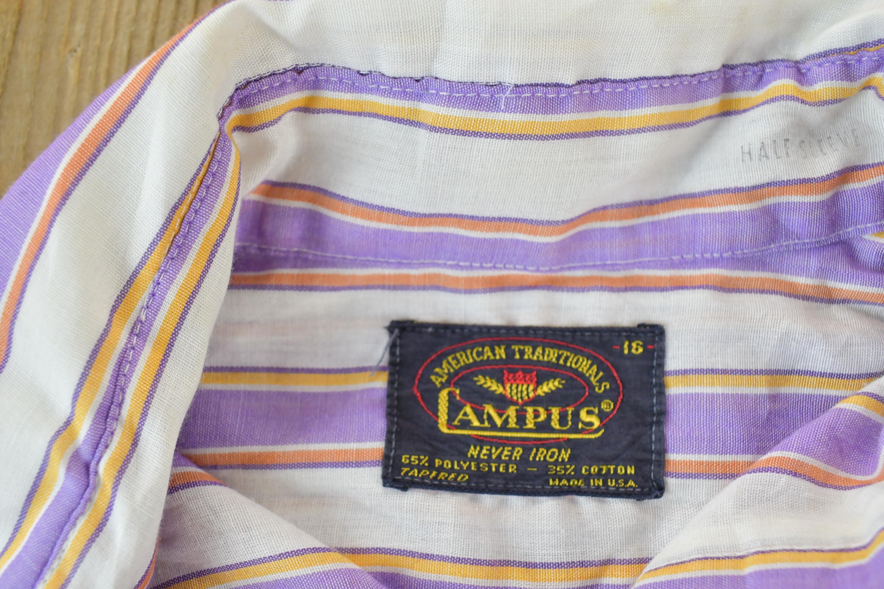 Vintage 1980s Campus Striped Button Up Shirt