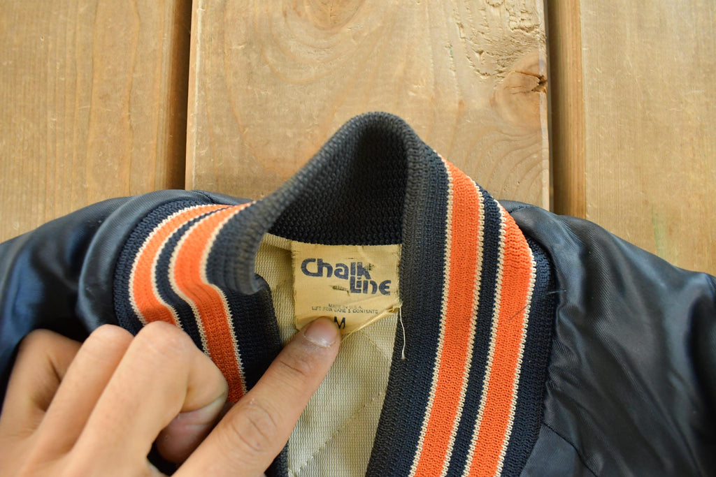 Vintage 1980s Chicago Bears NFL Satin Snap Button Bomber Jacket Men's Medium