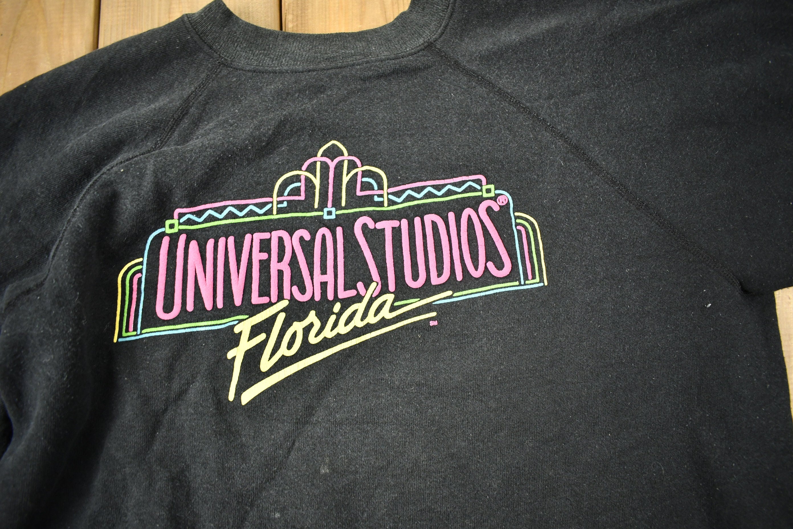 Vintage 1980s Universal Studios Florida Raglan Crewneck Sweatshirt