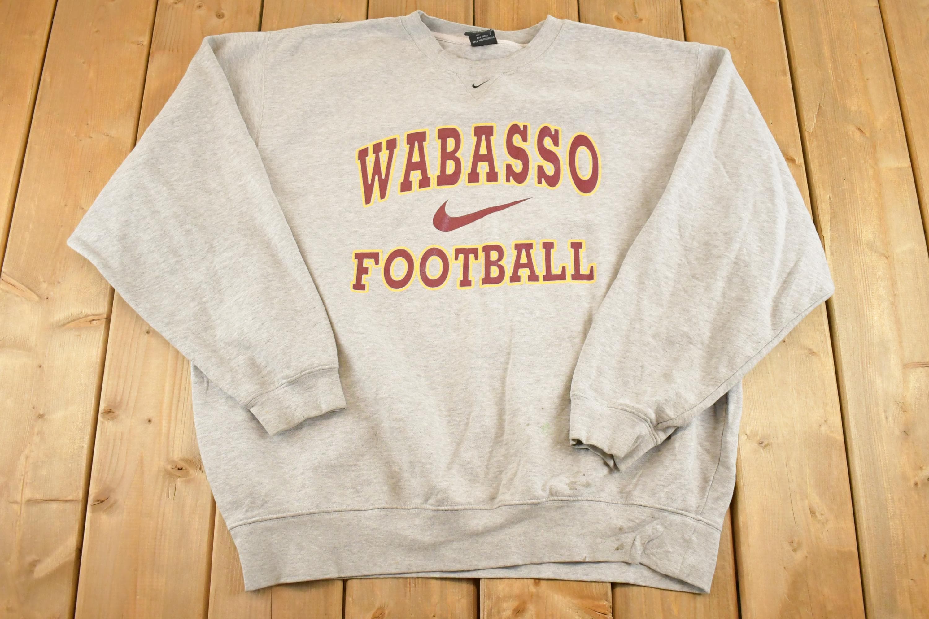 Vintage Y2K Wabasso Football Middle Swoosh Nike Crewneck Sweatshirt Men's XL / Swoosh Logo / Minimalist / Made in USA / 2000s Nike Sweater